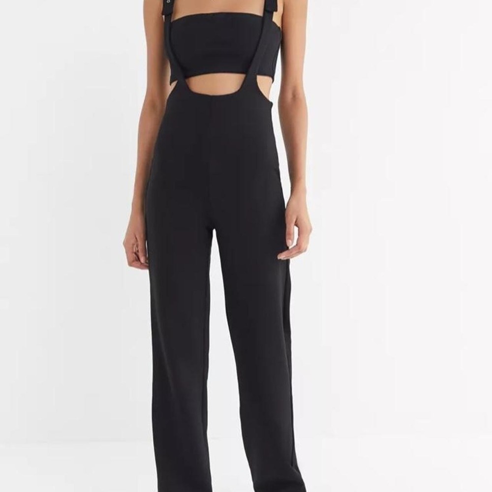 Tiger Mist Peyton Buckle Strap Jumpsuit Black Cutout Y2K Grunge Womens Size S
